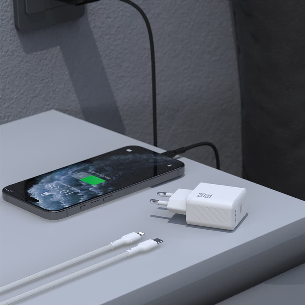 Dudao A26LEU PD 20W GaN USB-C polnilnik v USB-C na Lightning kabel - črn 4