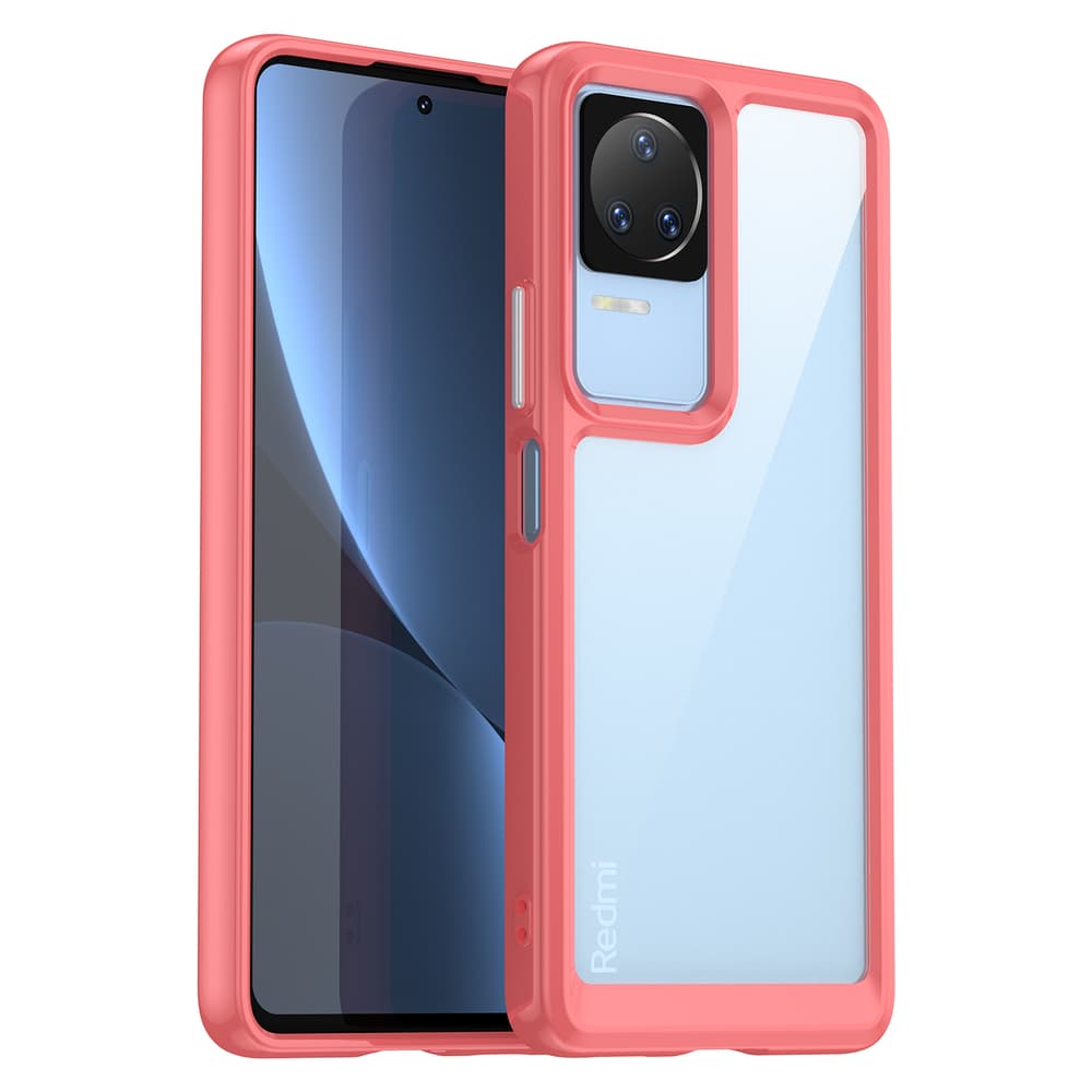 Ovitek Outer Space Case za Xiaomi Poco F4 5G s fleksibilnim okvirjem, rdeč