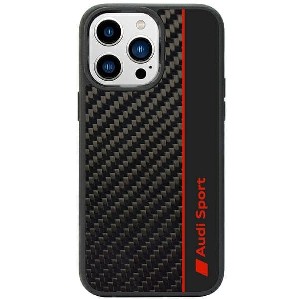 Audi ovitek Carbon Fiber Stripe za iPhone 14 Pro (6.1") - črn