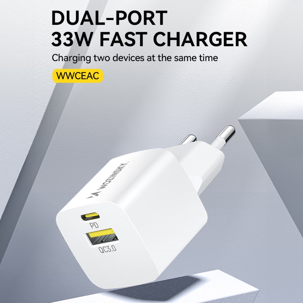 Wozinsky WWCEAC GaN USB-A/USB-C 33W polnilnik - bela 5