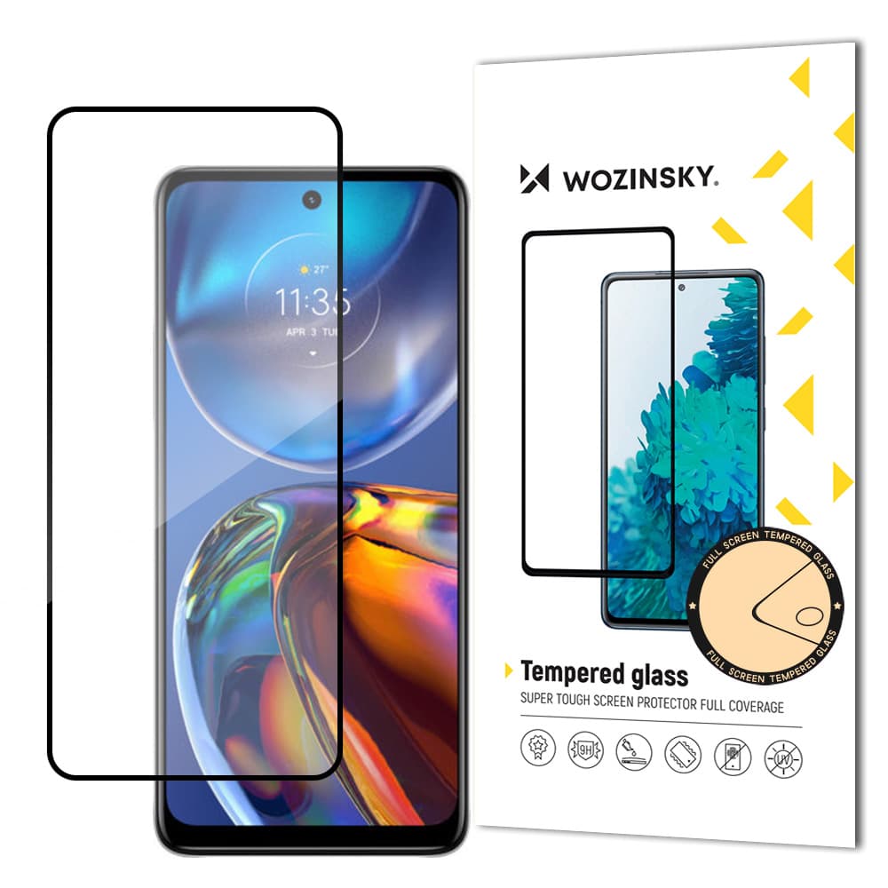 Wozinsky Full Glue kaljeno steklo z okvirjem za Motorola Moto E32, črno