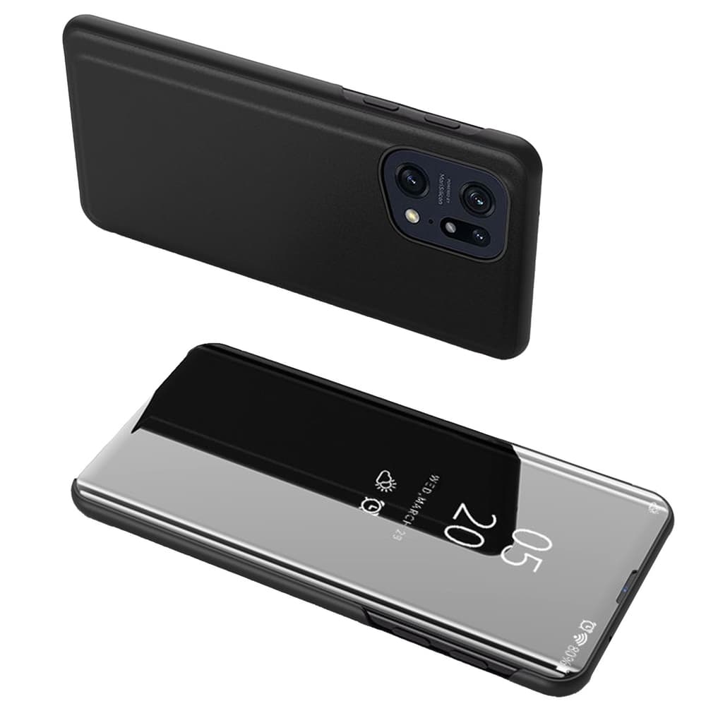 Hurtel Clear View Case etui za Oppo Find X5 Pro s preklopom, črn