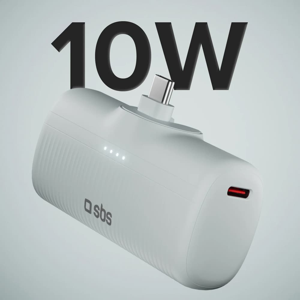 Prenosni polnilnik SBS EcoPower 5000 mAh 10W, vgrajen USB-C, siv 2