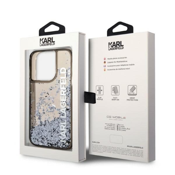 Karl Lagerfeld Liquid Glitter Elong ovitek za iPhone 14 Pro Max - črn 8