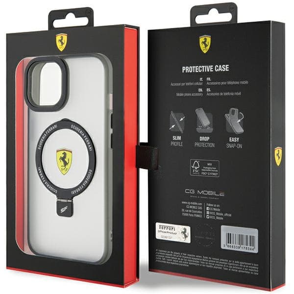 Ovitek Ferrari Ring Stand 2023 MagSafe za iPhone 15 Plus / 14 Plus - črn 8