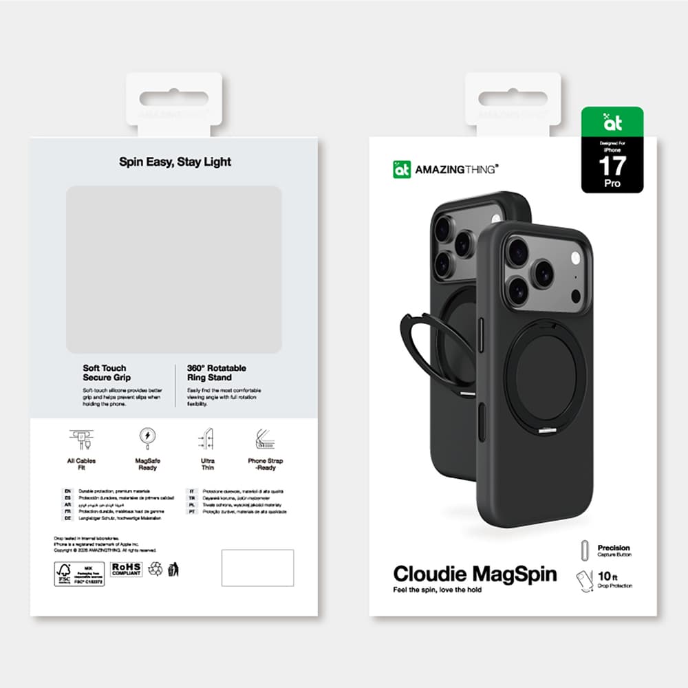 Etui AmazingThing Cloudie za iPhone 17 Pro z stojalom, črn 6
