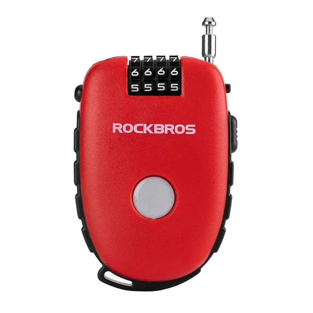 Kolesarska ključavnica Rockbros s izvlečno jeklenko - rdeča