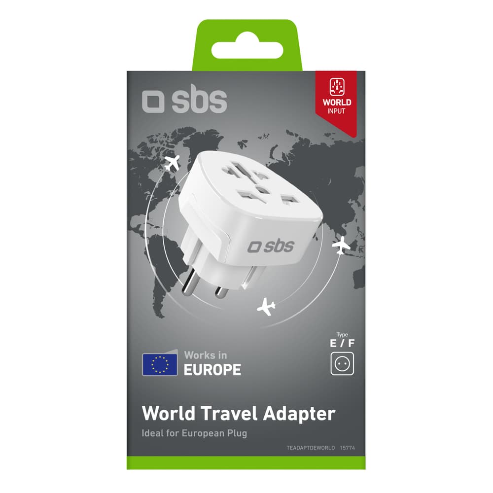 SBS Schuko/EU potovalni adapter (bel) 2