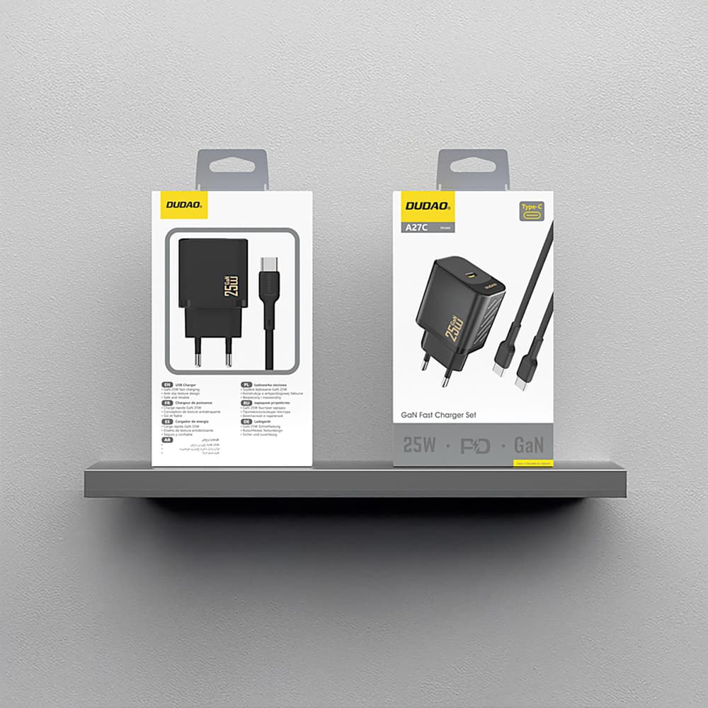 Dudao A27CEU PD 25W GaN stenski polnilnik USB-C s kablom USB-C, črn 2
