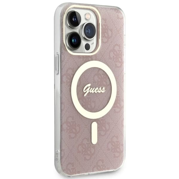 Ovitek Guess 4G MagSafe za iPhone 14 Pro Max, roza 4