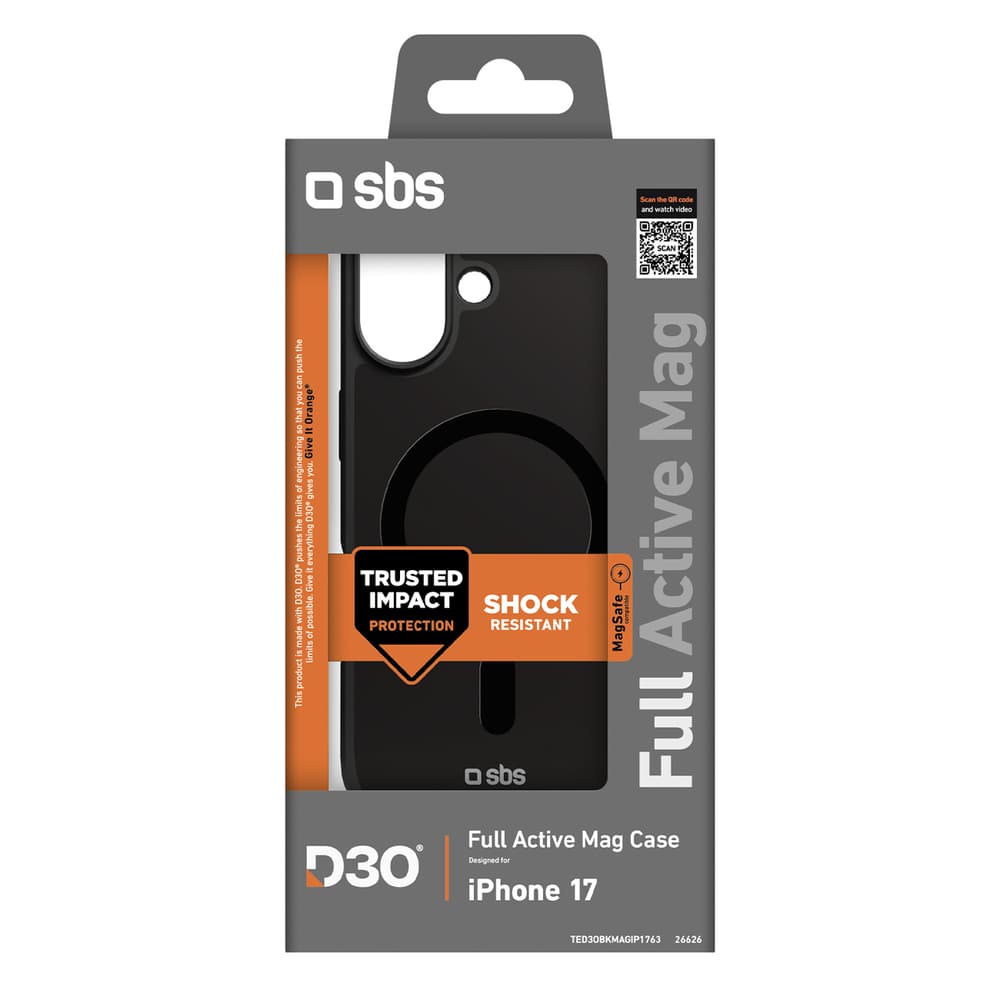 SBS Full Active Mag ovitek z D3O za iPhone 17, črn 2
