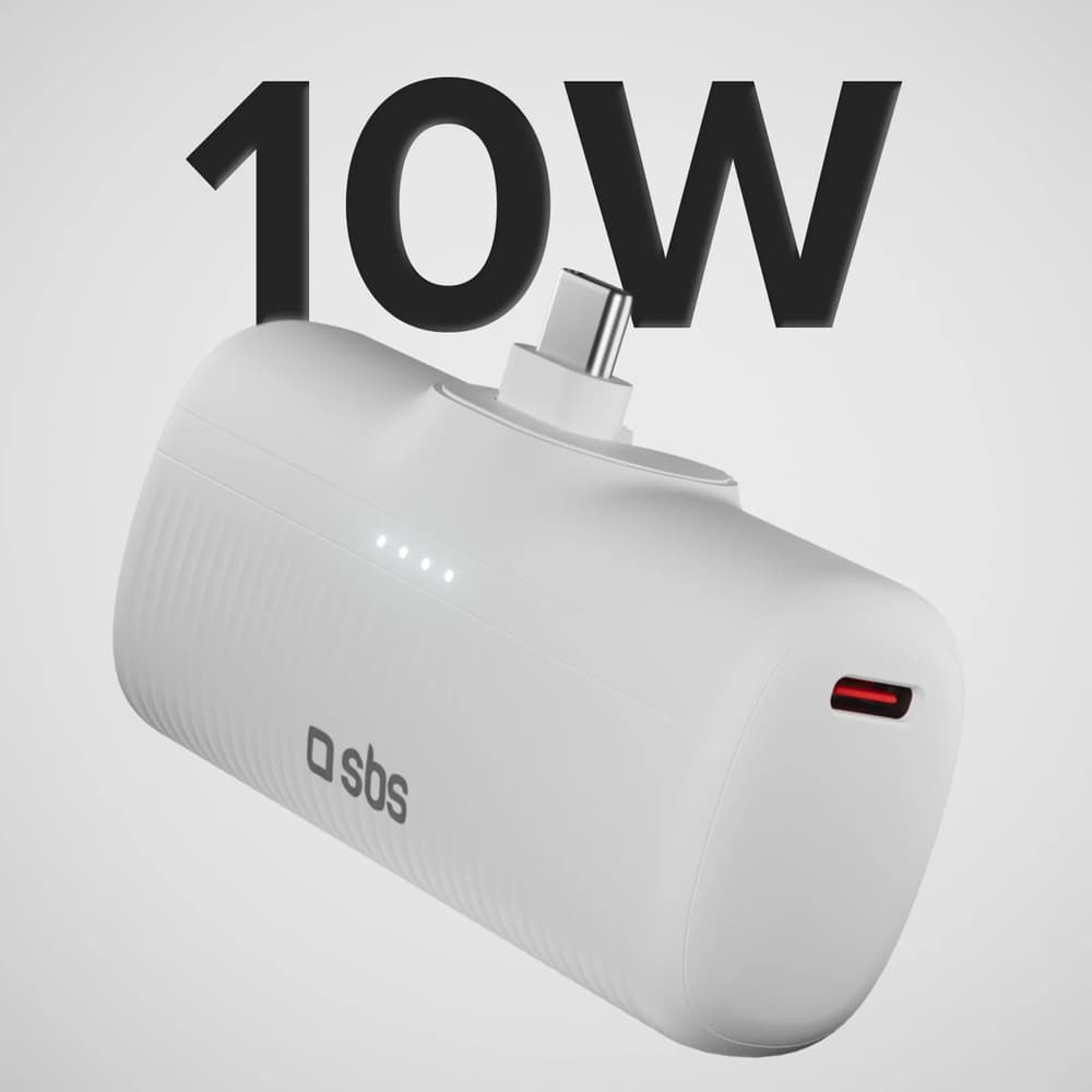 Prenosni polnilnik SBS EcoPower 5000 mAh 10W, vgrajen USB-C, bel 2