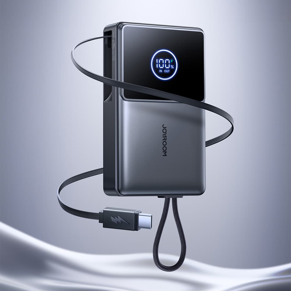Joyroom JR-PR1 Powerbank 10000mAh 22.5W z izvlečnim USB-C kablom - črn