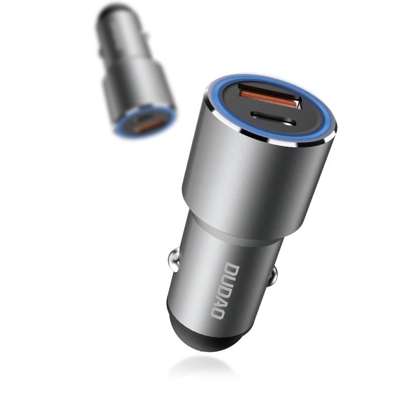 Avtomobilski polnilnik Dudao USB / USB Type C Power Delivery Quick Charge 22,5 W - siv