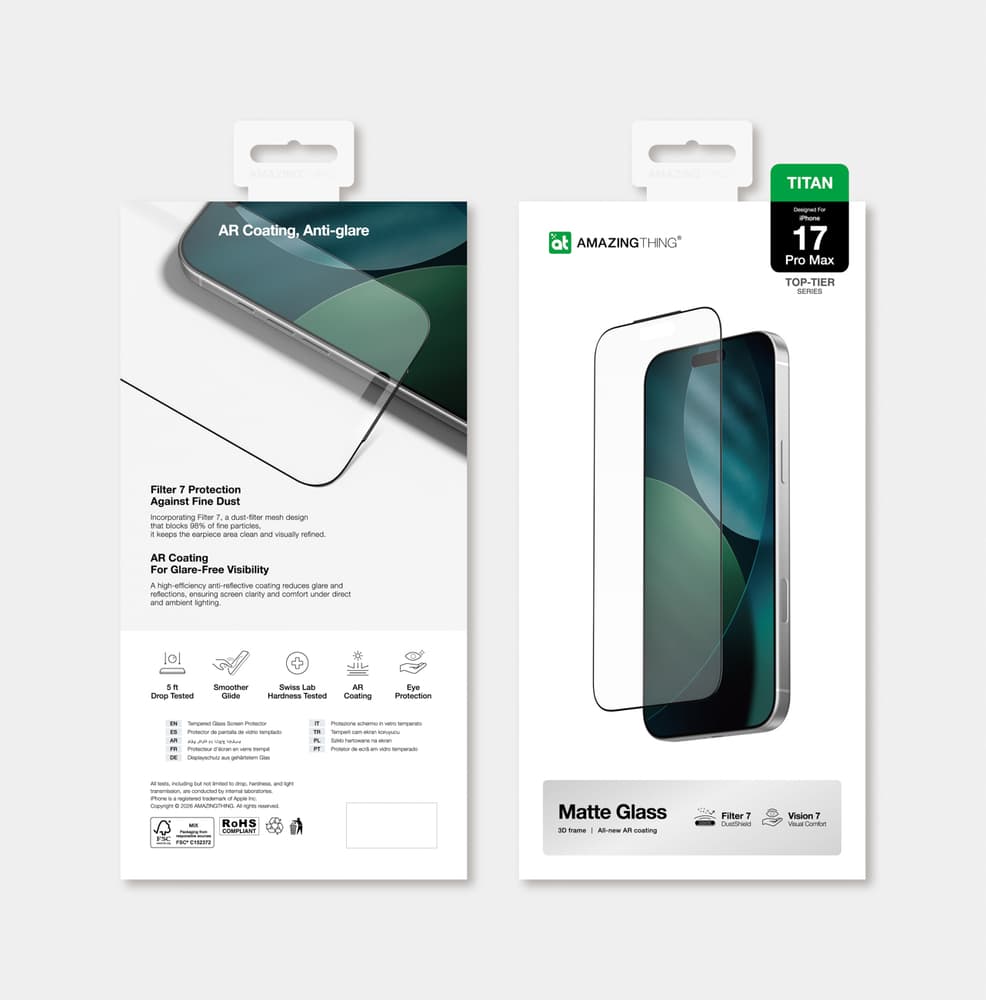 AmazingThing Titan Vision 7 mat steklo za iPhone 17 Pro Max 6