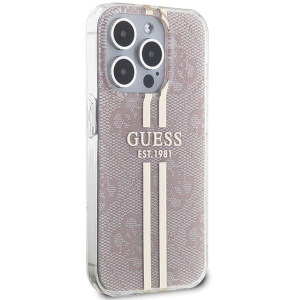 Ovitek Guess IML 4G Gold Stripe za iPhone 14 Pro Max - roza 4