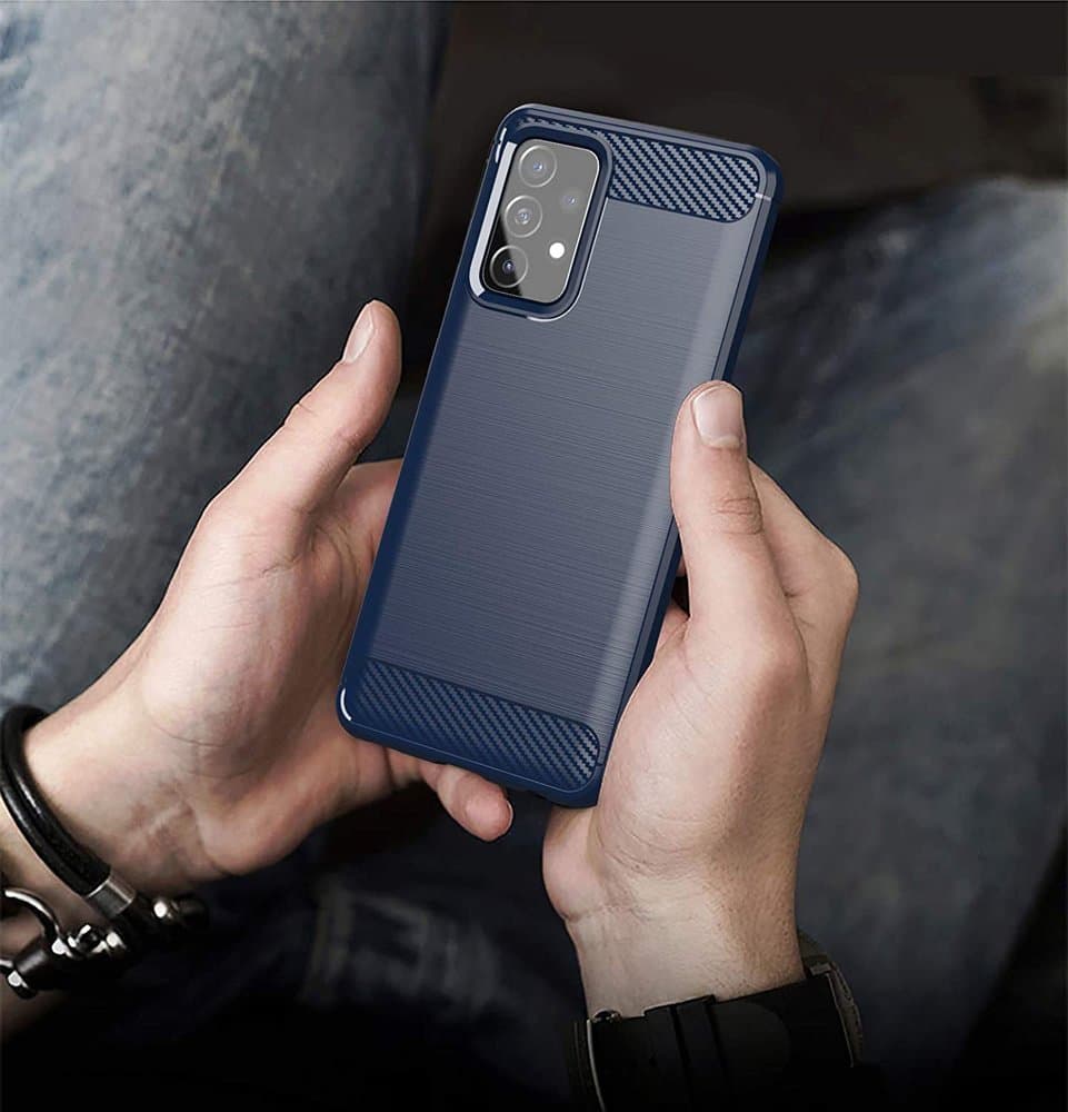 Hurtel Carbon ovitek za Samsung Galaxy A72 4G, moder 6