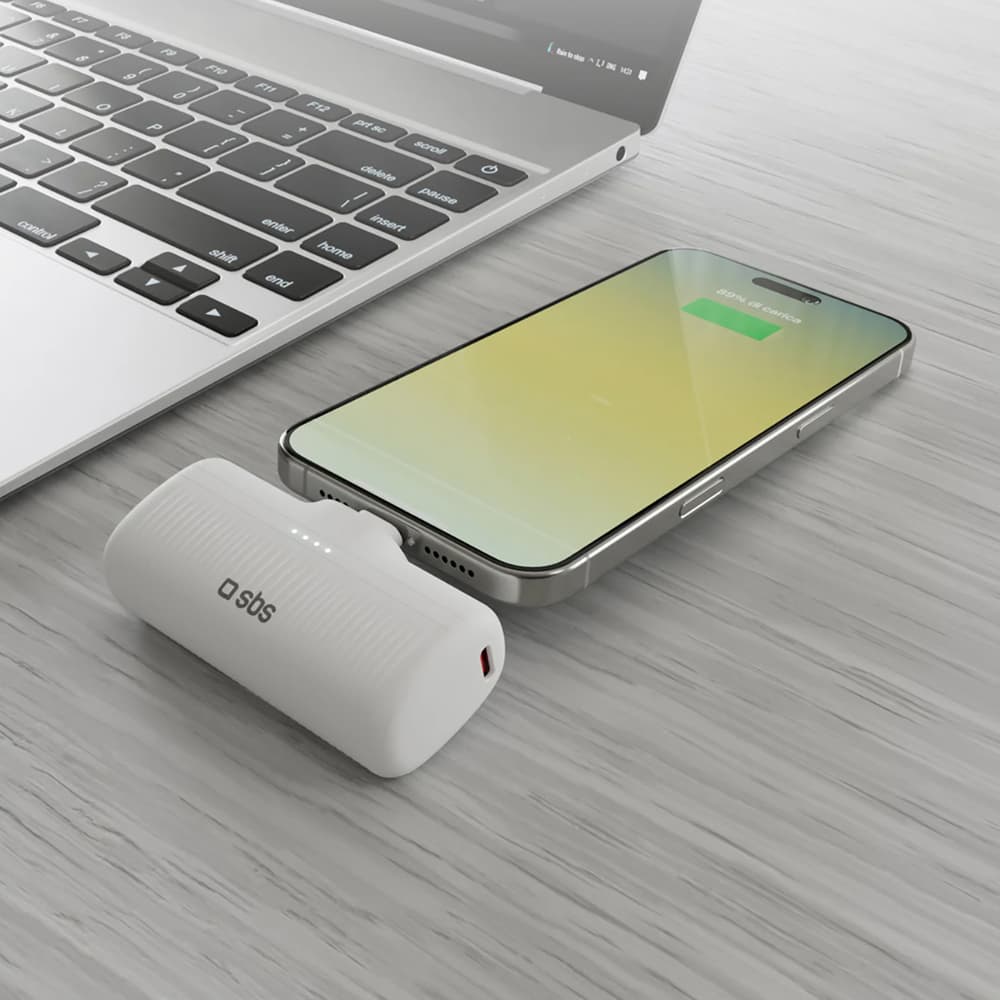 Prenosni polnilnik SBS EcoPower 5000 mAh 10W, vgrajen USB-C, bel 7