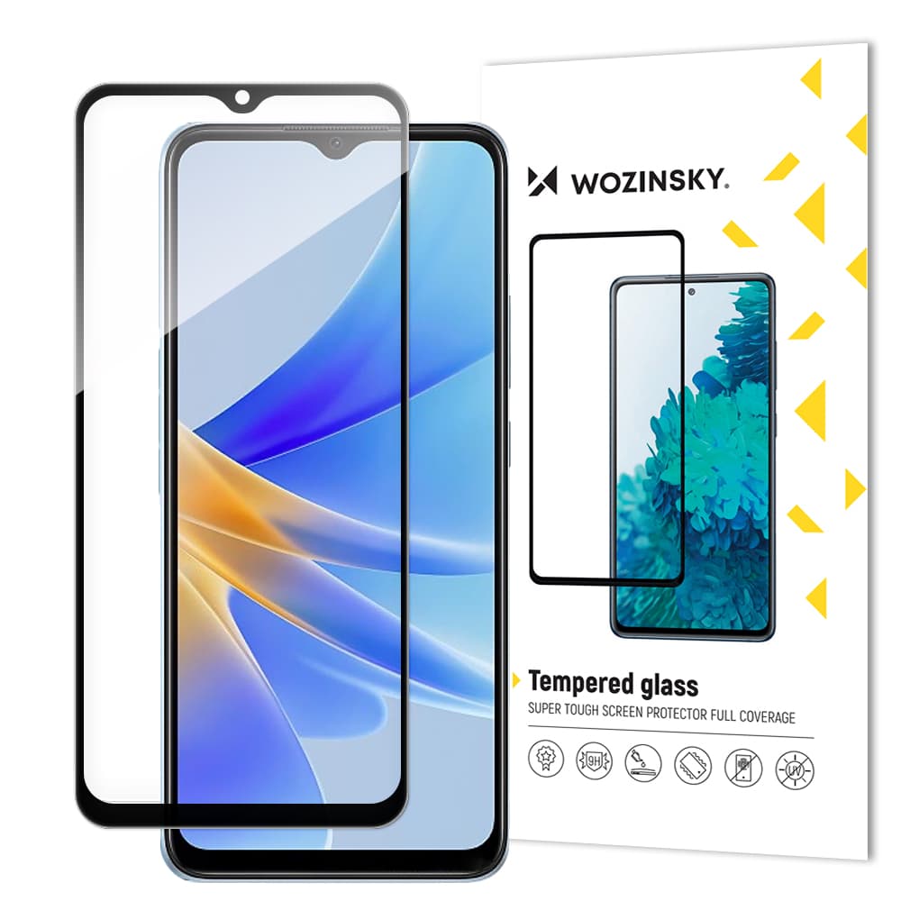 Kaljeno steklo Wozinsky Full Glue za Oppo A17, črni okvir