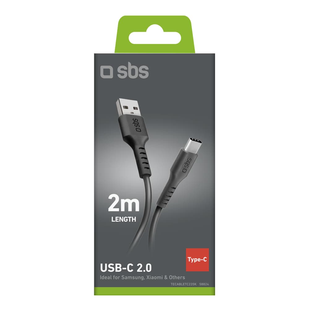 SBS kabel USB-A - USB-C 2m - črn 3