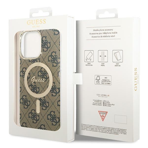 Ovitek Guess IML 4G MagSafe za iPhone 15 Pro Max - rjav 7