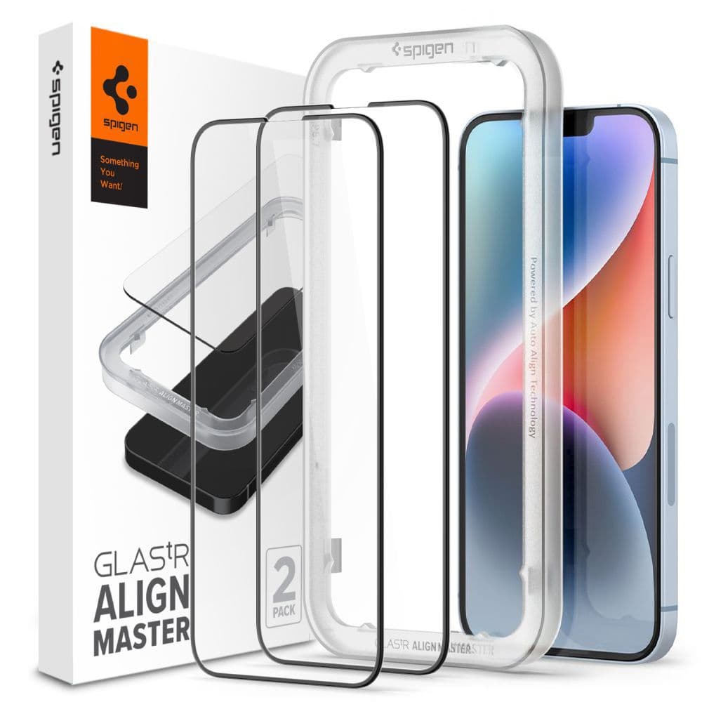 Zaščitno steklo Spigen AlignMaster Glass FC za iPhone 13 / 13 Pro / 14 - črno (2 kosa)