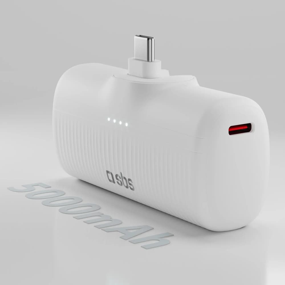 Prenosni polnilnik SBS EcoPower 5000 mAh 10W, vgrajen USB-C, bel 3