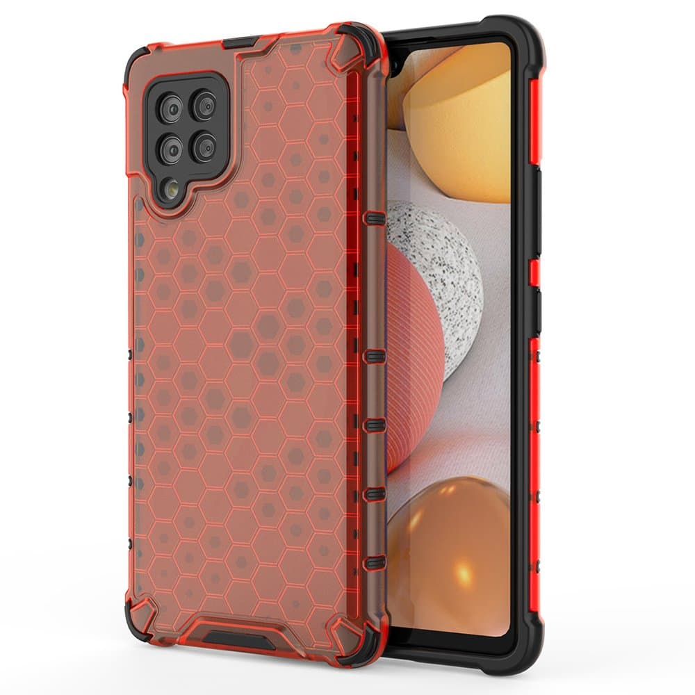 Hurtel Honeycomb Armor ovitek s TPU odbijačem za Samsung Galaxy A42 5G, rdeč