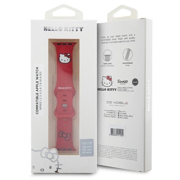 Hello Kitty trak za Apple Watch 38/40/41mm, Silicone Kitty Head, rdeč 5
