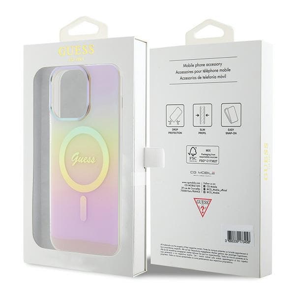 Guess IML Iridescent MagSafe ovitek za iPhone 15 Pro - roza 8