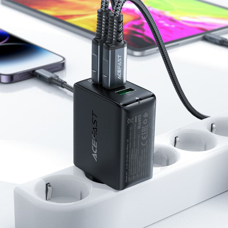 Hitri polnilnik Acefast GaN (2x USB-C / USB-A) PPS / PD / QC4+ 65W - bela 7