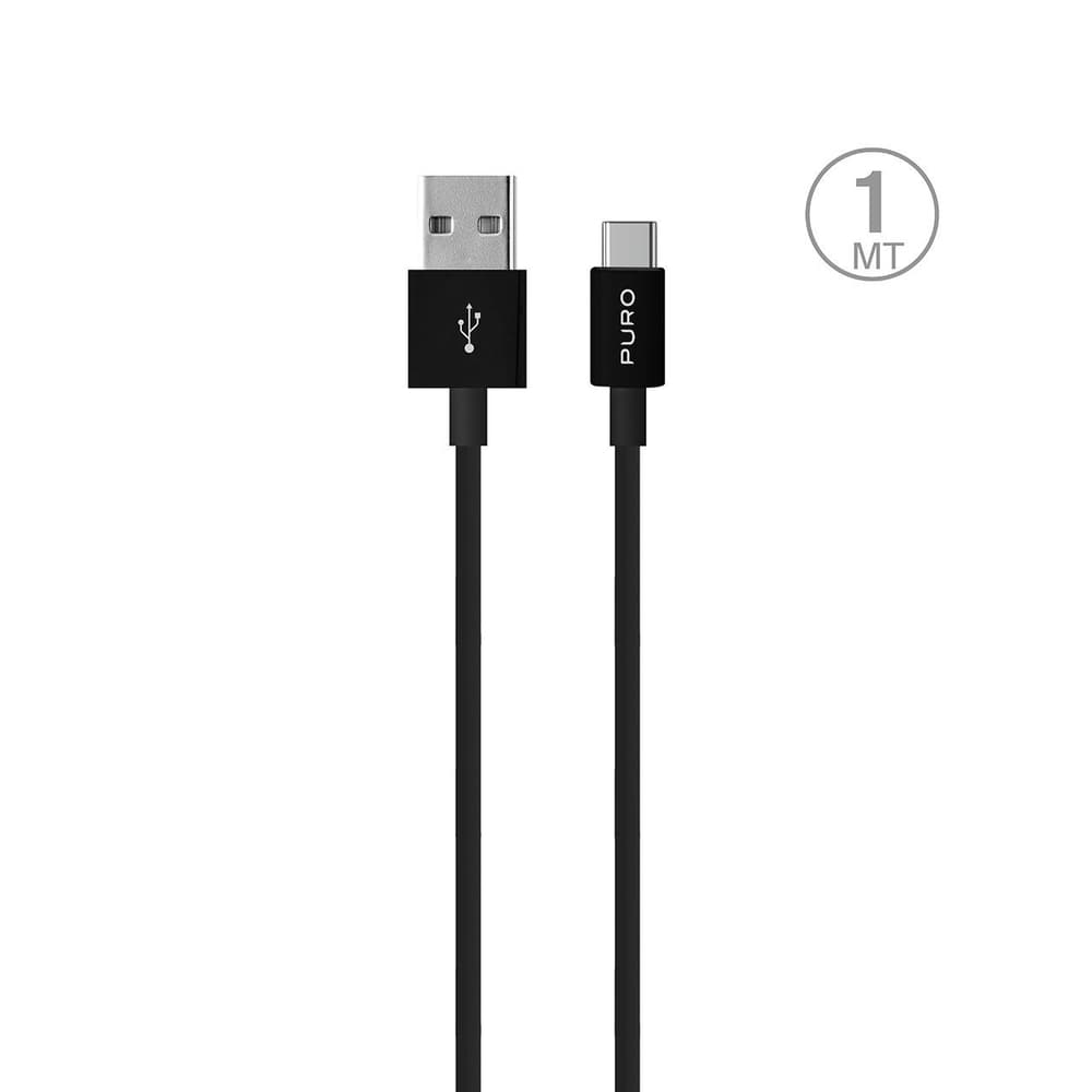 Puro White USB-A - USB-C kabel 1m - črn