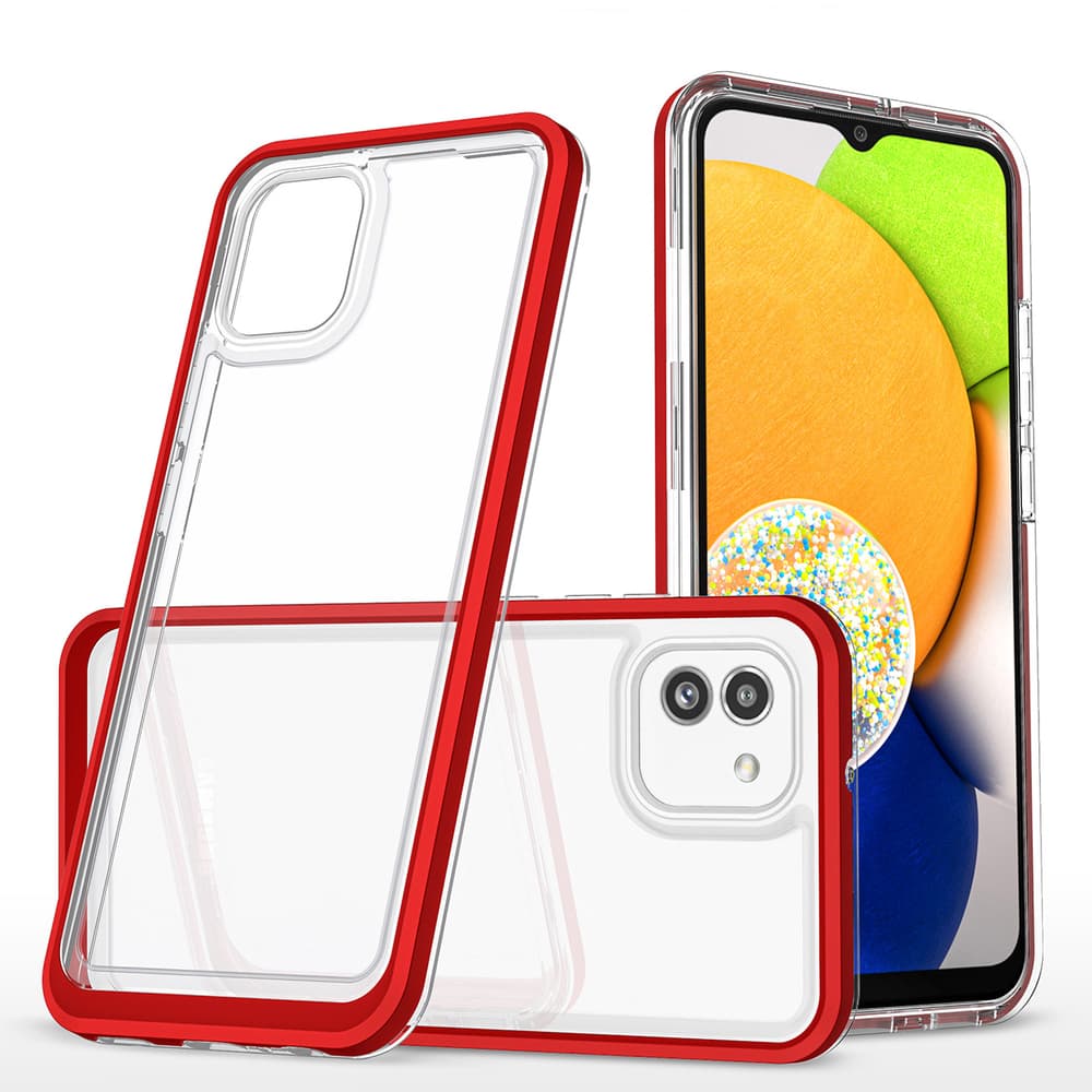 Clear 3in1 ovitek za Samsung Galaxy A03, z rdečim okvirjem