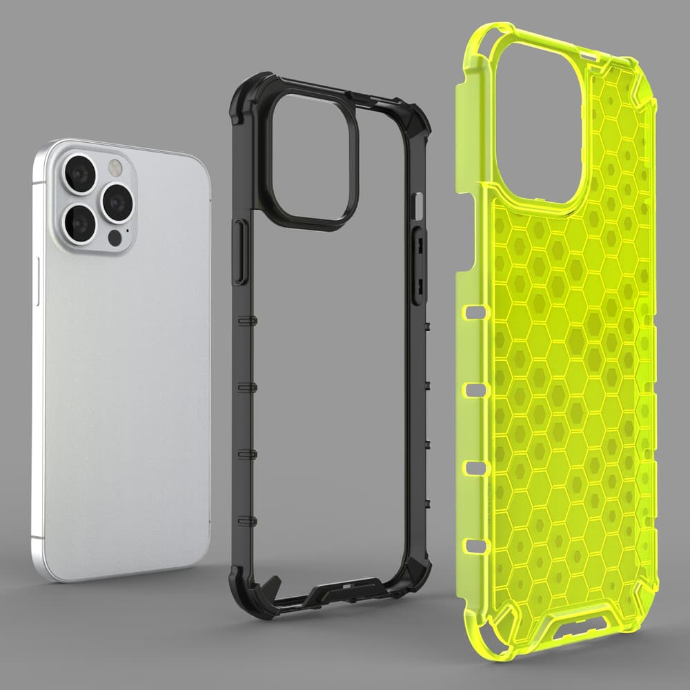 Honeycomb ovitek z TPU odbijačem za iPhone 13 Pro Max - rdeč 6