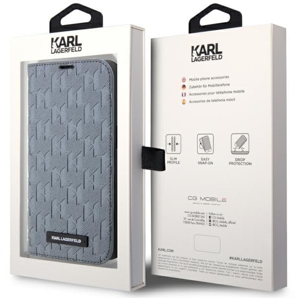 Karl Lagerfeld Saffiano Monogram ovitek denarnica za iPhone 14 Pro Max 6.7" 7