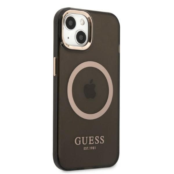 Guess Gold Outline Translucent MagSafe etui za iPhone 13 - črna 4