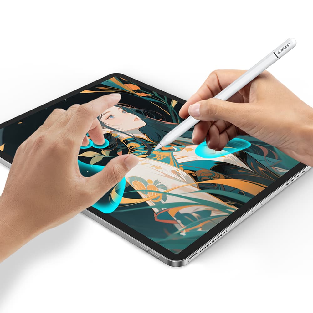 Acefast V3 kapacitivno pisalo za iPad z brezžičnim polnjenjem in 2 zamenljivima konicama - belo 8