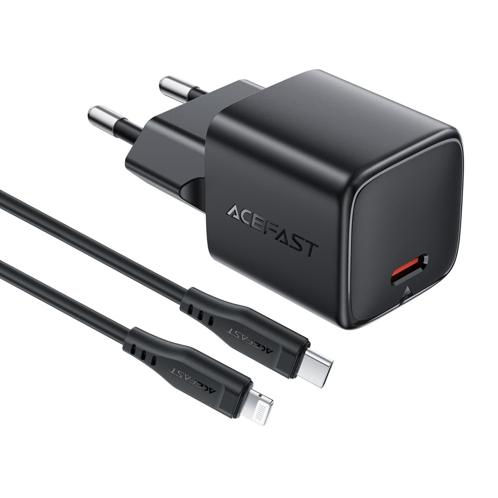 Acefast A118 30W GaN USB-C polnilnik s kablom Lightning, črn 2
