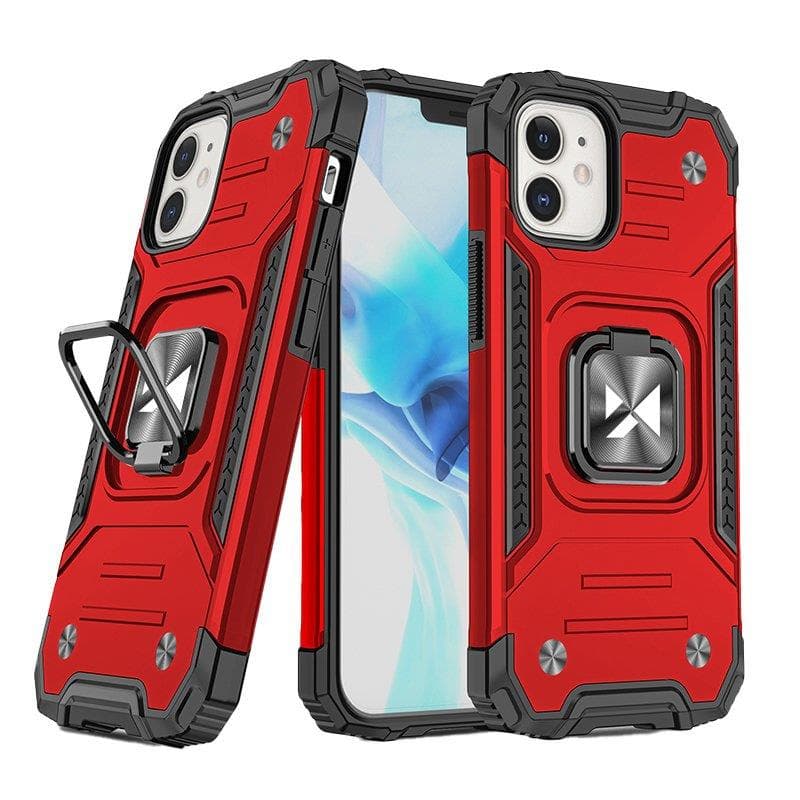 Wozinsky Ring Armor ovitek za iPhone 14, rdeč, s stojalom in obročem