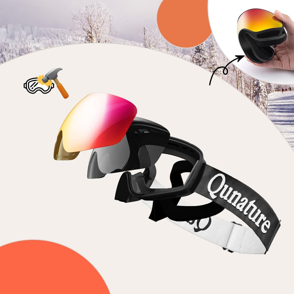 Qunature Otroška smučarska očala M/L - Črna 3