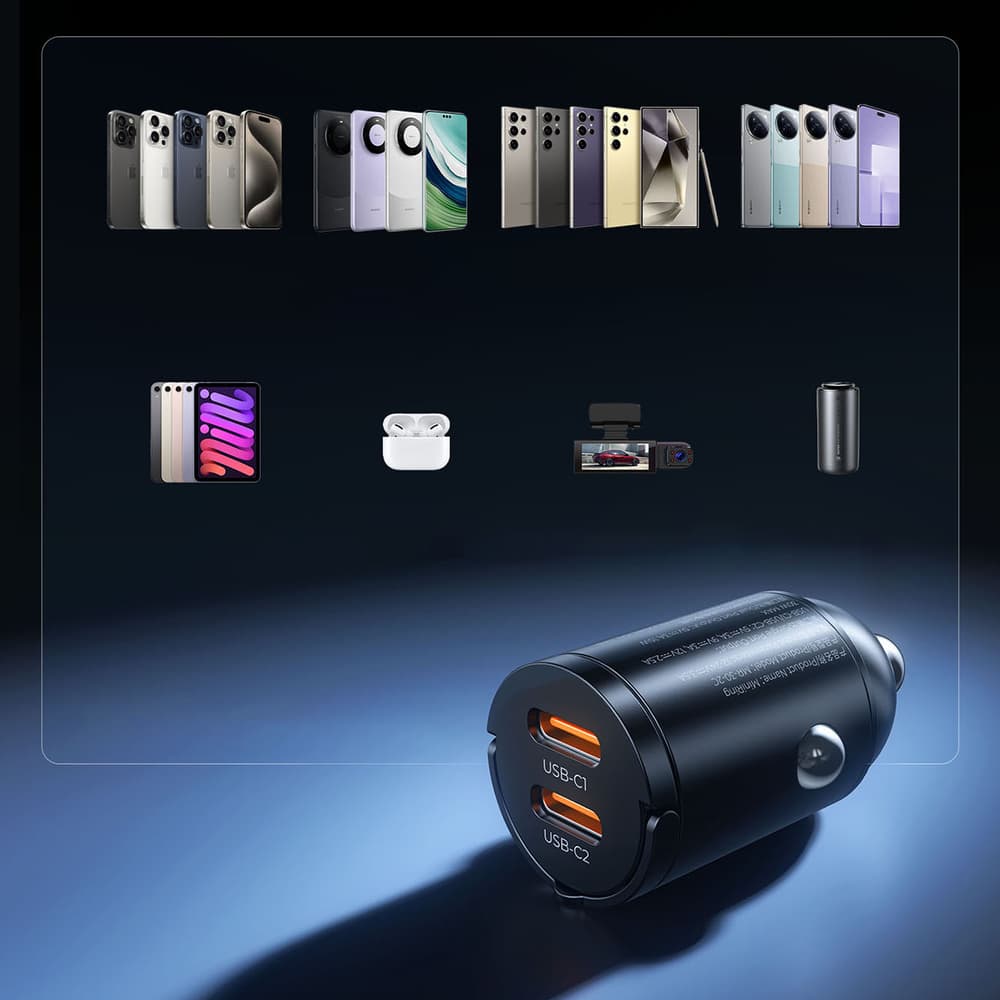 Orico MiniRing 30W avtomobilski polnilnik, 2x USB-C - črn 6
