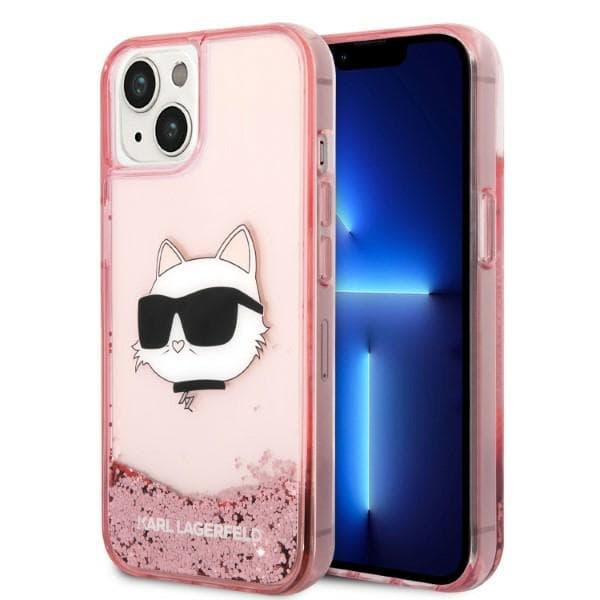 Karl Lagerfeld Glitter Choupette Head etui za iPhone 14 Plus - roza