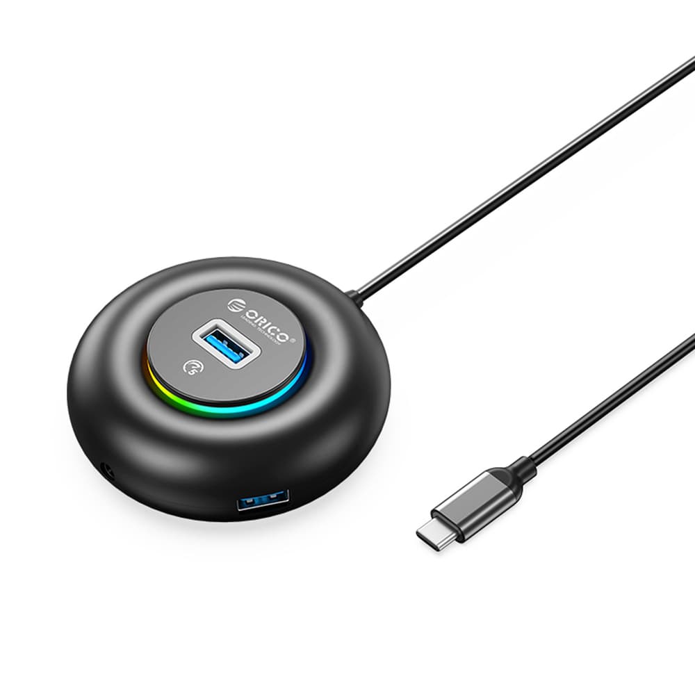 Orico YXR4-C3 USB Hub, 4x USB-A 3.0, avdio/mikrofon, 0.3m - Črna