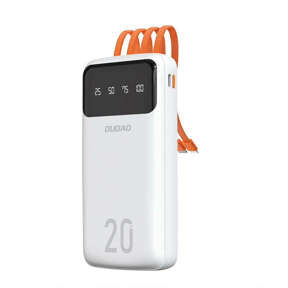 Dudao K6Pro+ powerbank 20000mAh s 4 vgrajenimi kabli - bel