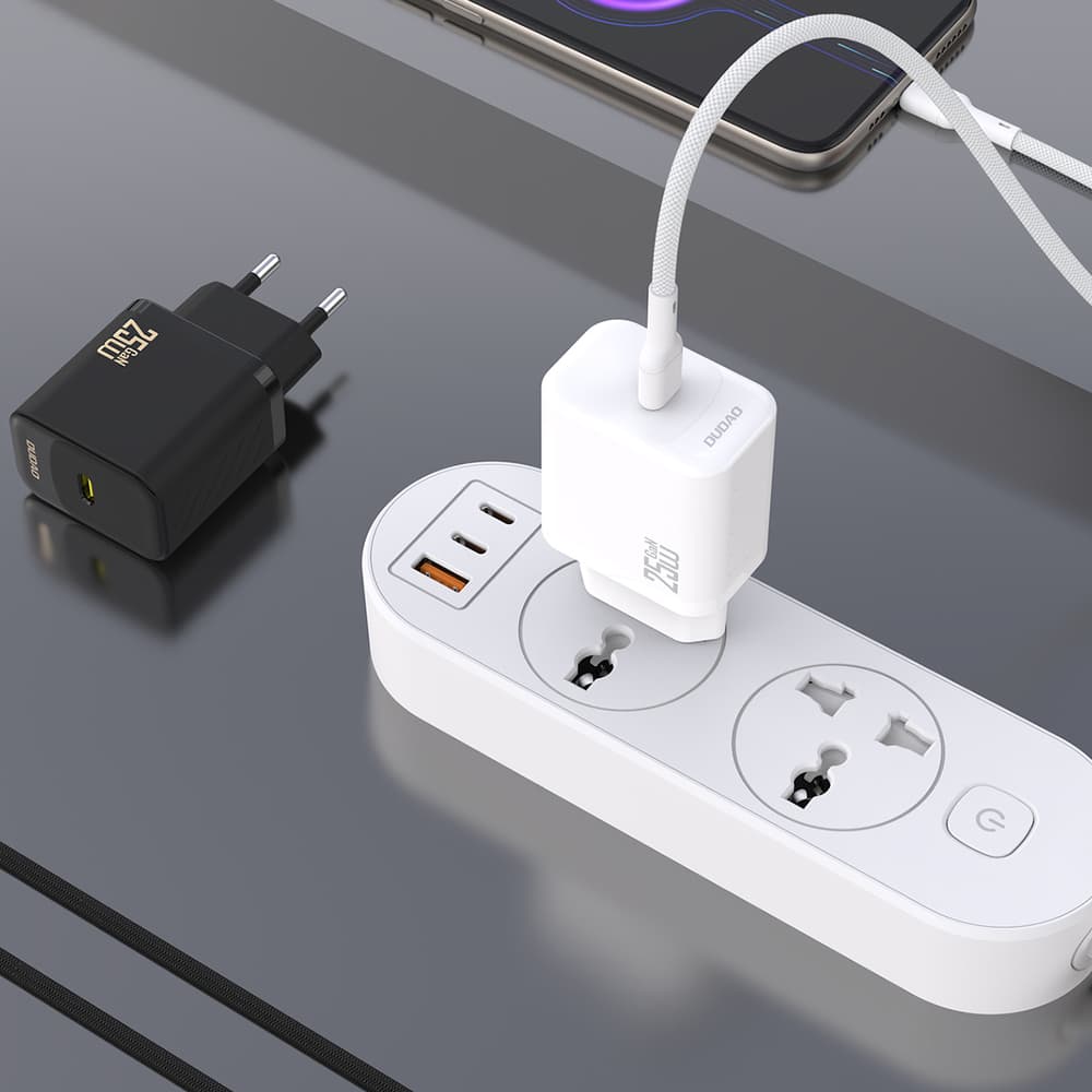 Dudao A27CEU PD 25W GaN USB-C Zidni polnilnik s kablom - Bela 5
