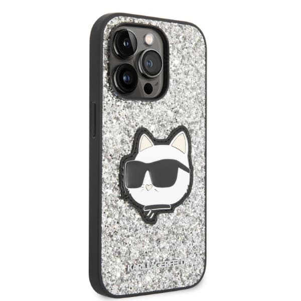 Karl Lagerfeld Glitter Choupette Patch etui za iPhone 14 Pro 6.1" srebrno 4
