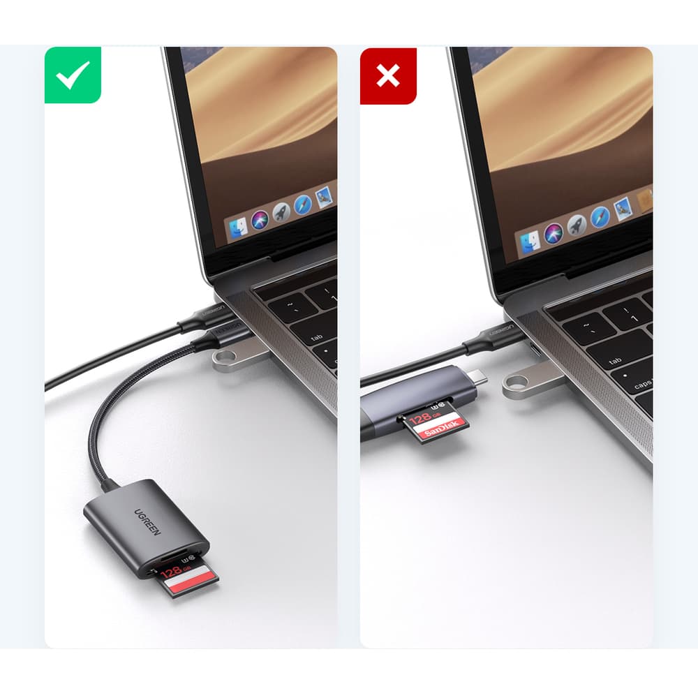 Bralnik kartic Ugreen CM401 USB-C 5Gb/s SD/TF - siv 2
