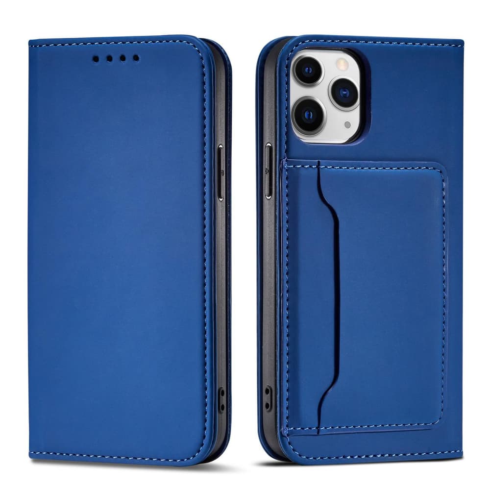 Hurtel Magnet Card ovitek za iPhone 12 Pro Max, etui, denarnica in stojalo, moder