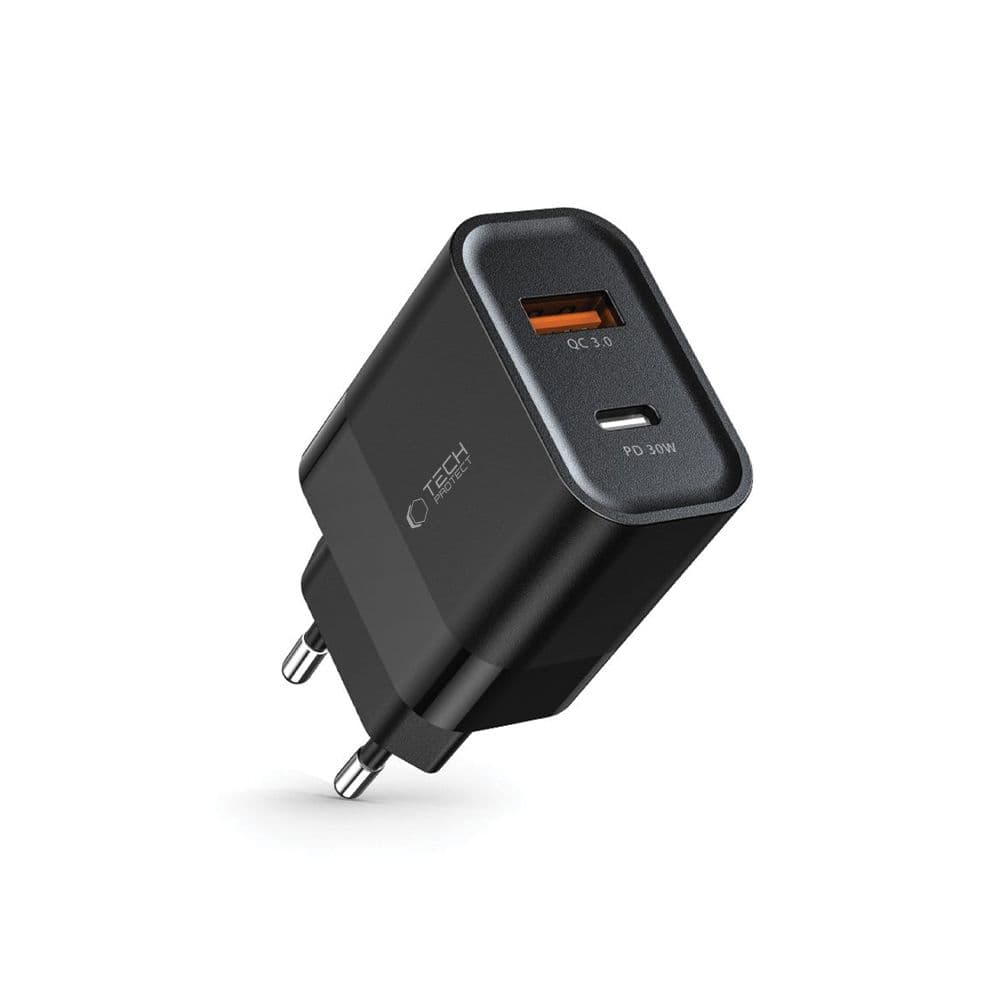 Tech-Protect C30W polnilnik USB-C PD 30W / USB-A QC 3.0 - Črn 2