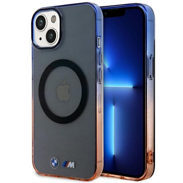 Ovitek za iPhone 14 BMW Gradient Bumper MagSafe, siv